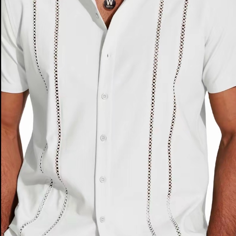 Cuban Guayabera Men's Short Sleeve Shirt Sz L